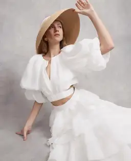 Aje Medina Tiered Midi Skirt White Size 12 for rent on The Volte - image 1