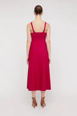 Scanlan Theodore Crepe Knit Square Neck Dress in Raspberry Red Size S/ AU 8 for rent on The Volte - image 2