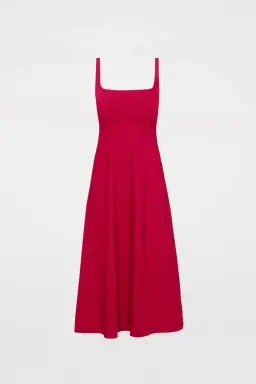 Scanlan Theodore Crepe Knit Square Neck Dress in Raspberry Red Size S/ AU 8 for rent on The Volte - image 3