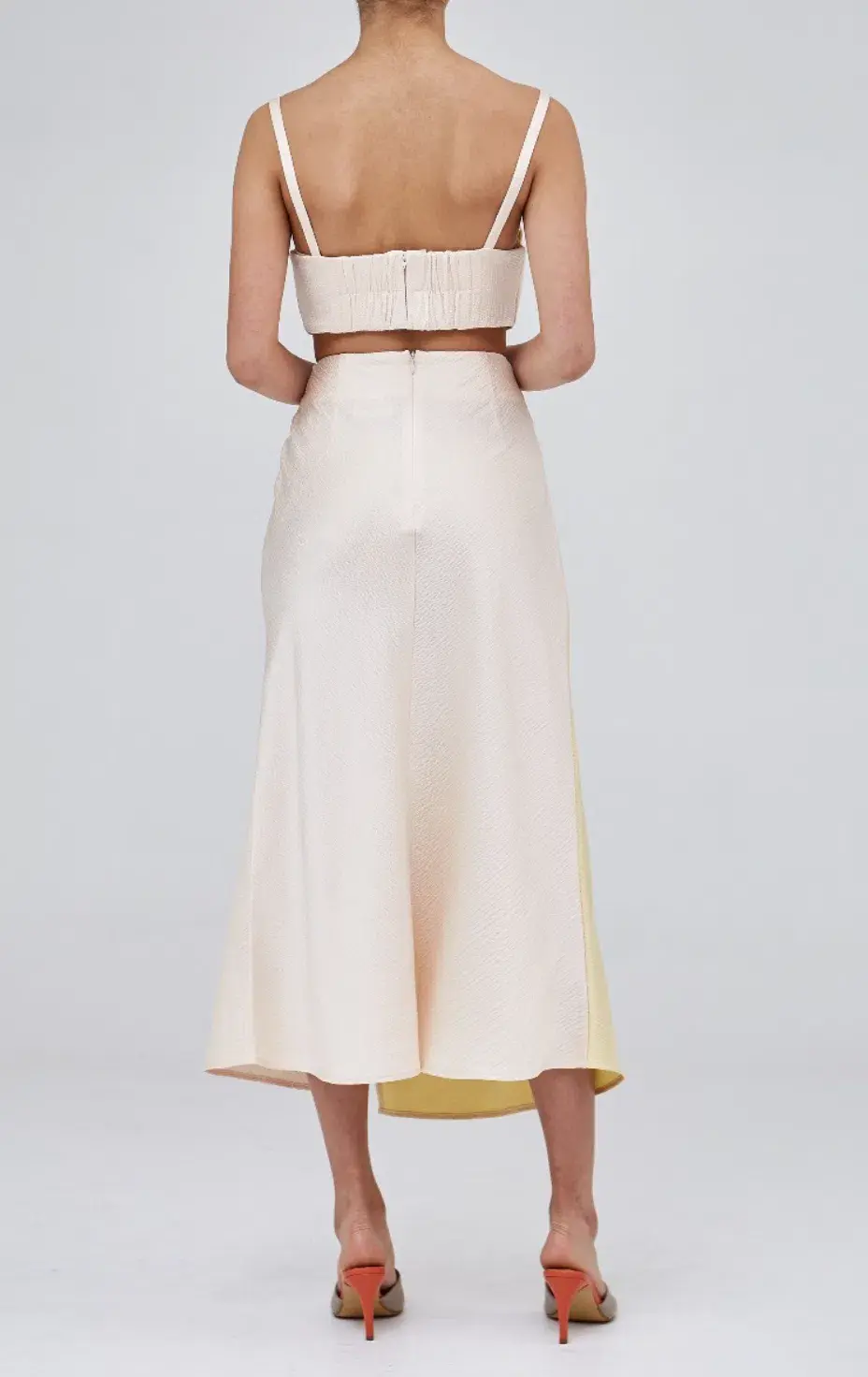 C/MEO Collective Opposite Sides Skirt and Crop Set in Ecru with Limoncello Size 10 - Image 3