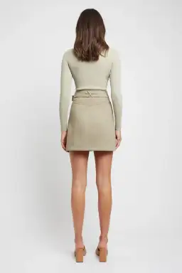 Kookai Dublin Belted D-Ring Skirt in Moss Gray Green Size 10 for rent on The Volte - image 3