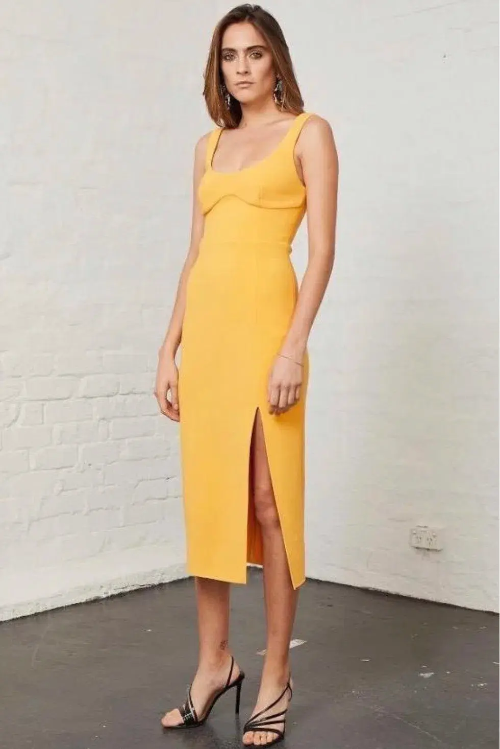 Bec & Bridge Elle Midi Dress Yellow Size 6 - Image 1