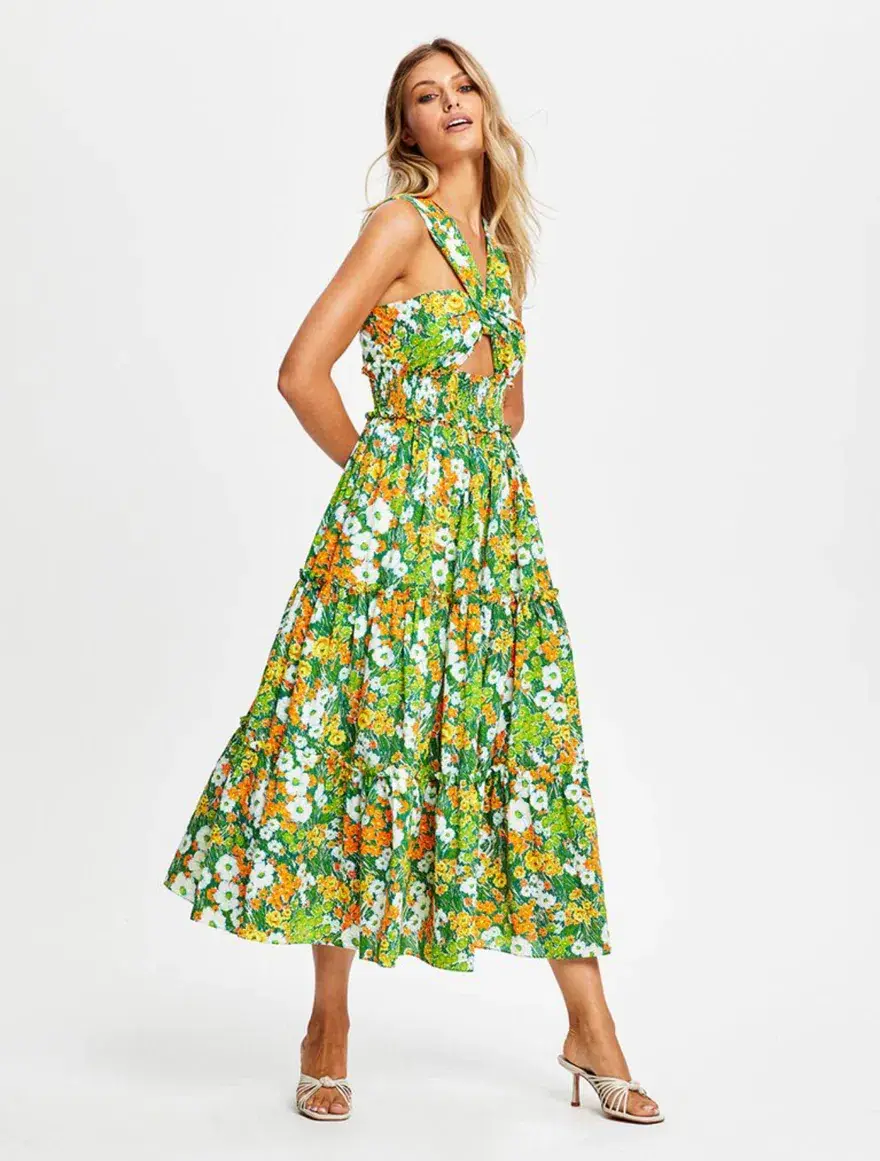Alice Mccall California Sun Midi Dress Green Size 8 for rent on The Volte - main image