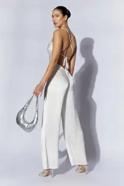Meshki MandiE Satin Jumpsuit White Size 8 for rent on The Volte - image 2