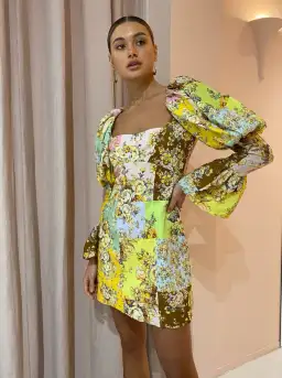 Alemais Matilde Puff Sleeve Mini Dress Print Size 10 for rent on The Volte - image 2