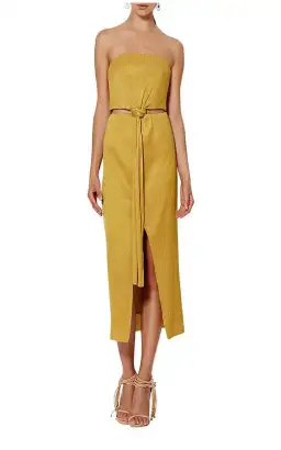 Bec & Bridge Marigold Strapless Dress Mustard Size 6