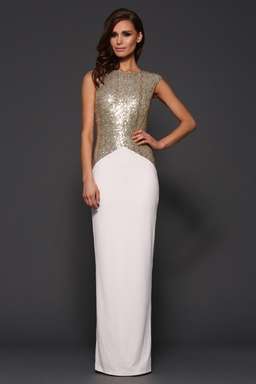 Elle Zeitoune White Gold Ruby Dress size 10 for rent on The Volte - image 1