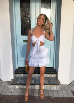 Sofia the Label Lulu Skirt and Tie Bra Top Set White Size 6