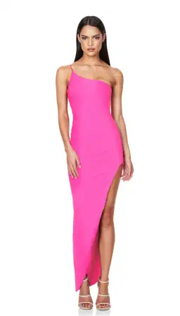 Nookie Neon Pink Aria One Shoulder Gown Pink Size 8 for rent on The Volte - image 2