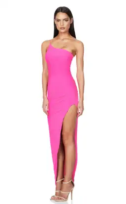 Nookie Neon Pink Aria One Shoulder Gown Pink Size 8 for rent on The Volte - image 1