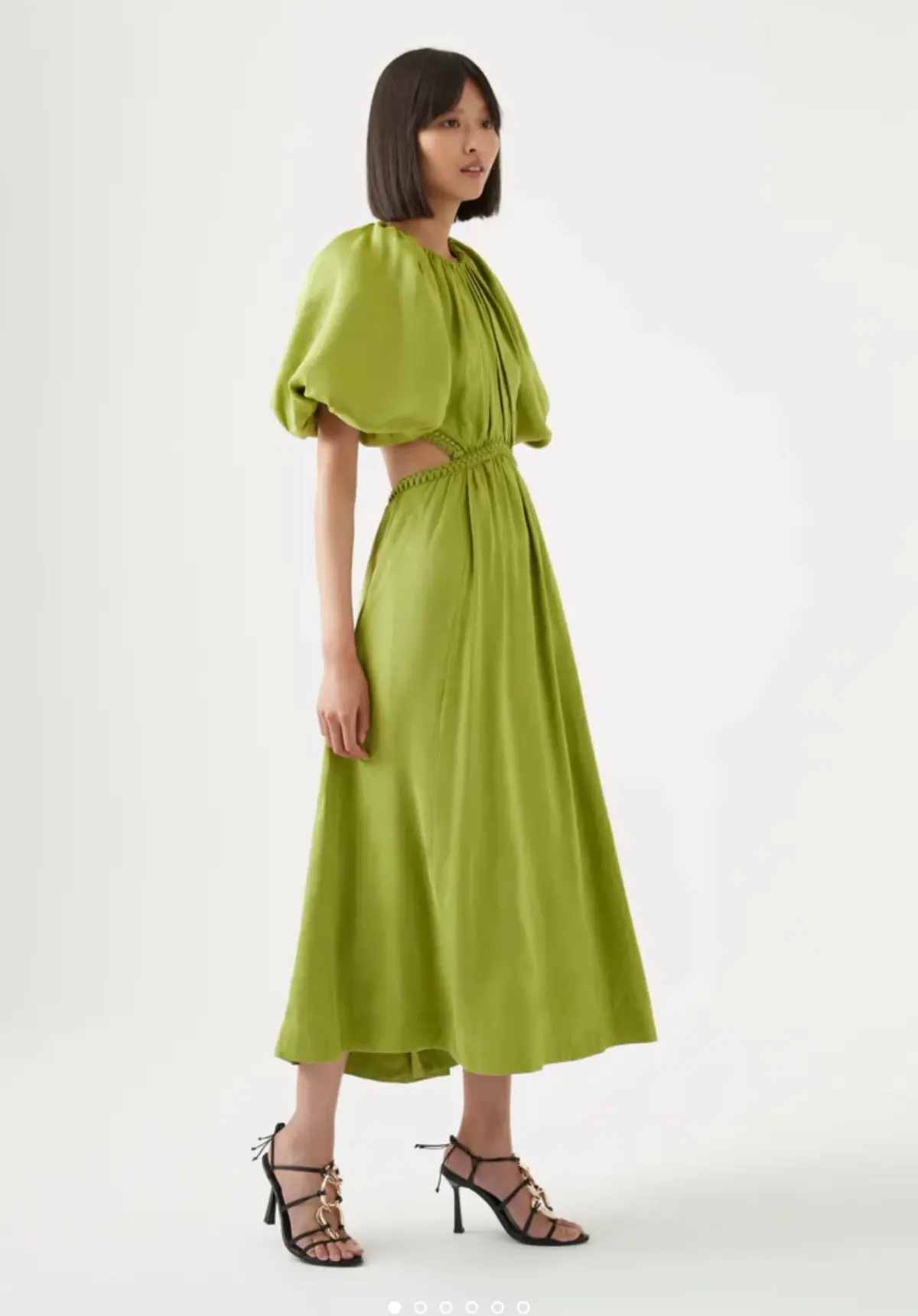 Aje Capucine Puff Sleeve Midi Dress Green Size 10 - Image 4
