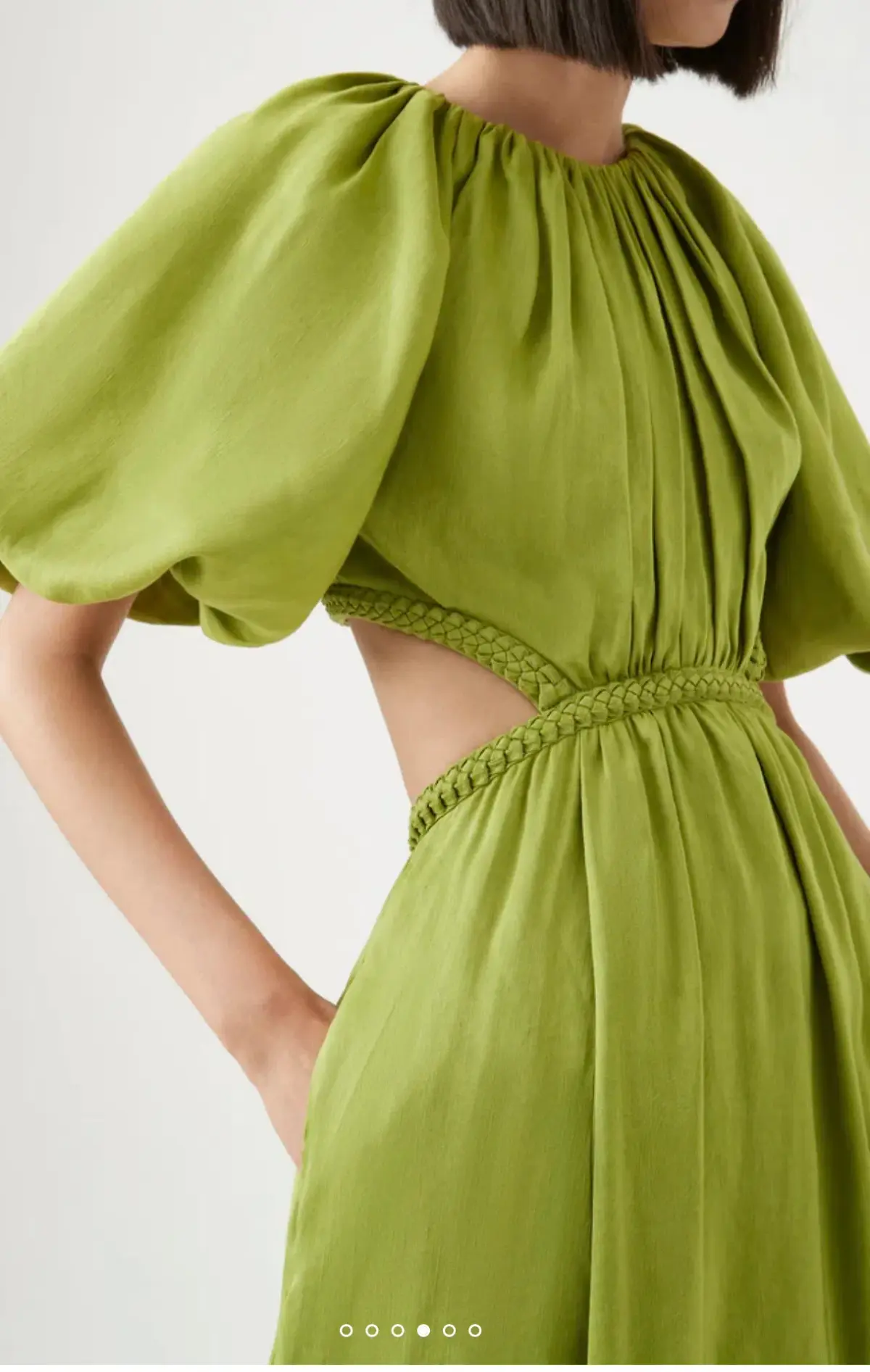 Aje Capucine Puff Sleeve Midi Dress Green Size 10 - Image 2