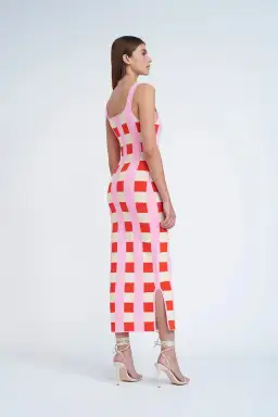 By Johnny Cora Check Knit Midi Dress Multi Size 6 for rent on The Volte - image 3