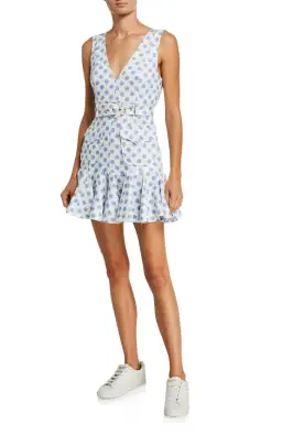 Zimmermann Super Eight Safari Mini Dress Ivory/Blue Dot Size 0/Au 6