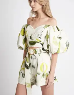 Aje Zest Off Shoulder Top Size 10 & Belted Short Size 12 Set Print for rent on The Volte - image 2