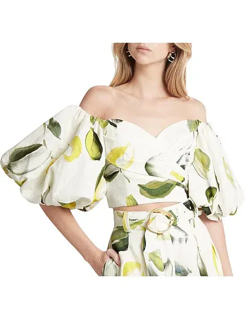 Aje Zest Off Shoulder Top Size 10 & Belted Short Size 12 Set Print for rent on The Volte - main image