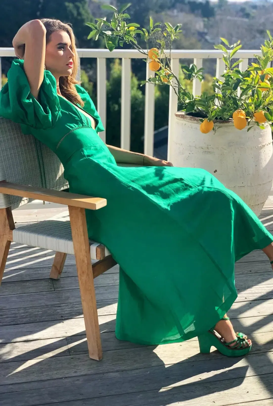 Mackenzie Mode CHRISTMAS DRESS Etherial Maxi Dress Green Size 10 for rent on The Volte - main image