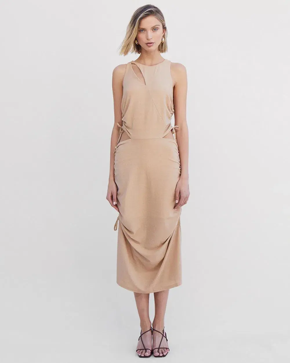 Suboo The Liz Rouched Midi Tank Dress Gold Size M / Au 10 for rent on The Volte - main image