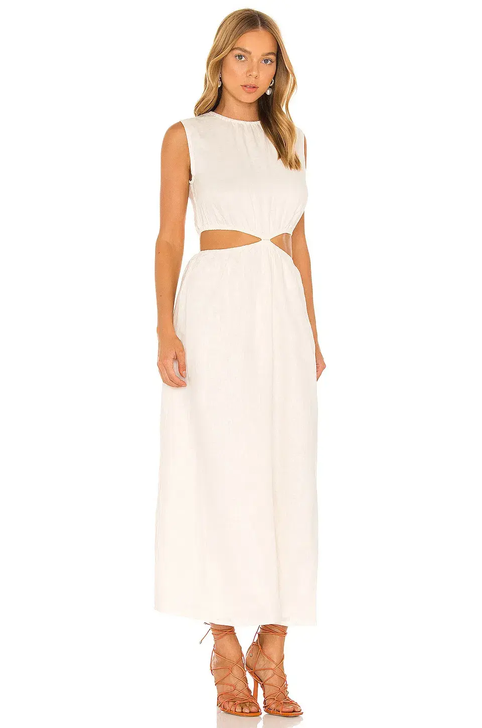 Faithful the brand Las Flores Maxi Dress in Plain Shell White Size 6 for rent on The Volte - main image