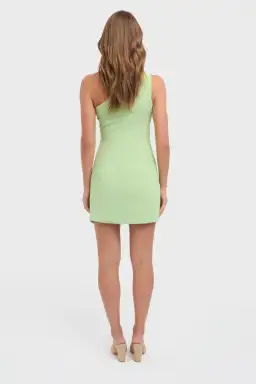 Kookai Alpha Rouched Mini Dress Green Size 6 for rent on The Volte - image 1