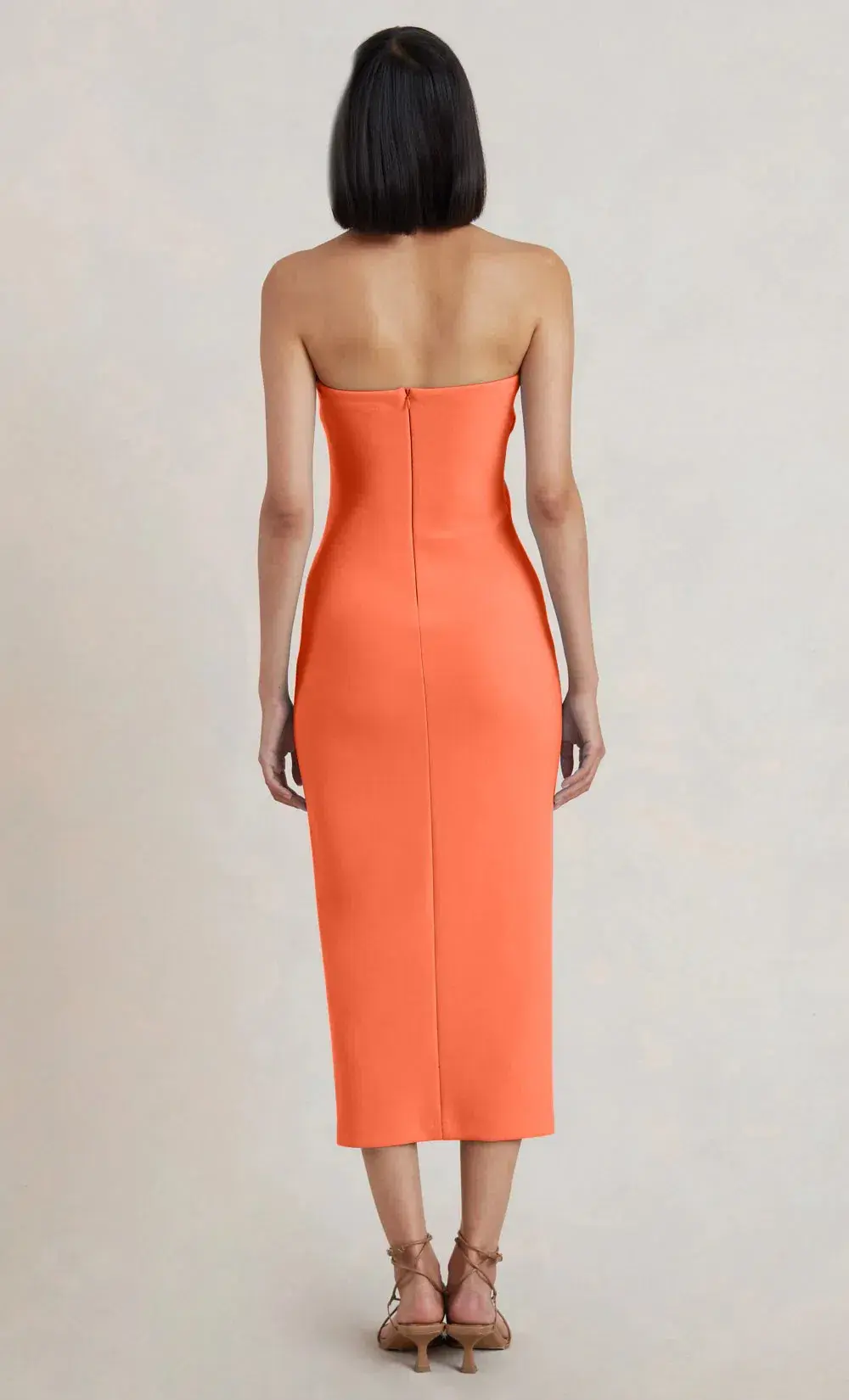 Bec & Bridge Karina Strapless Midi Dress Orange Size 10 for rent on The Volte - main image