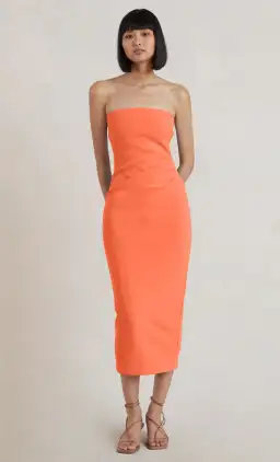 Bec & Bridge Karina Strapless Midi Dress Orange Size 10 for rent on The Volte - image 1