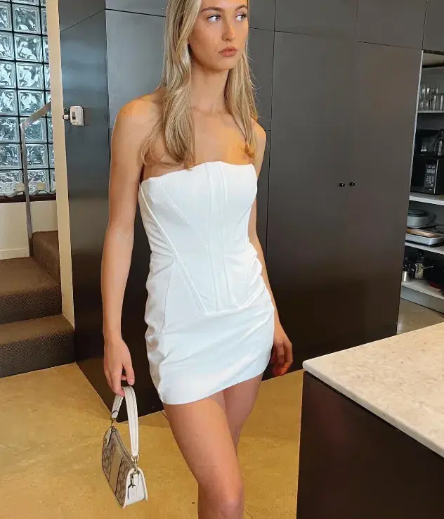 Dion Lee Fork Frame Mini Dress White Size 4 for rent on The Volte - main image