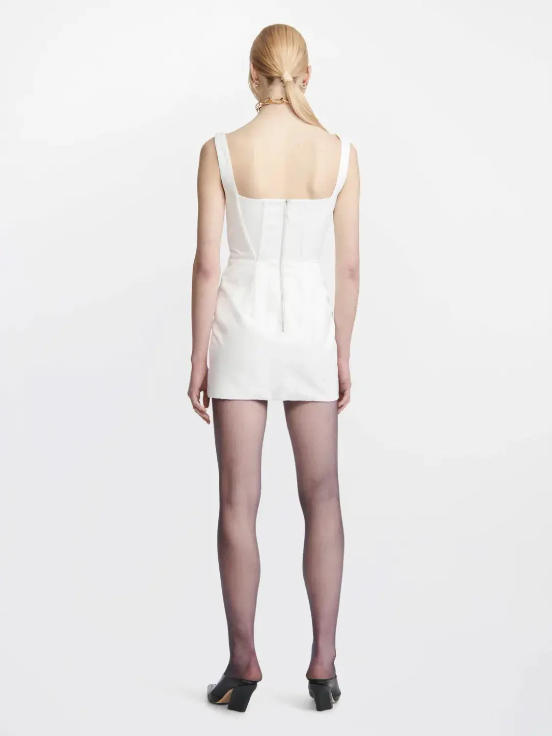 Dion Lee Fork Frame Mini Dress White Size 4 for rent on The Volte - main image