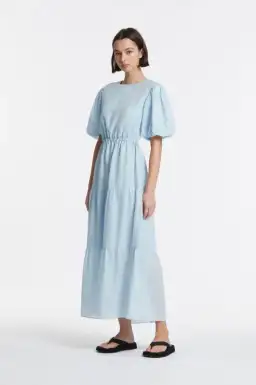 Sir the Label Vilma Open Back Midi Dress Blue Size 8