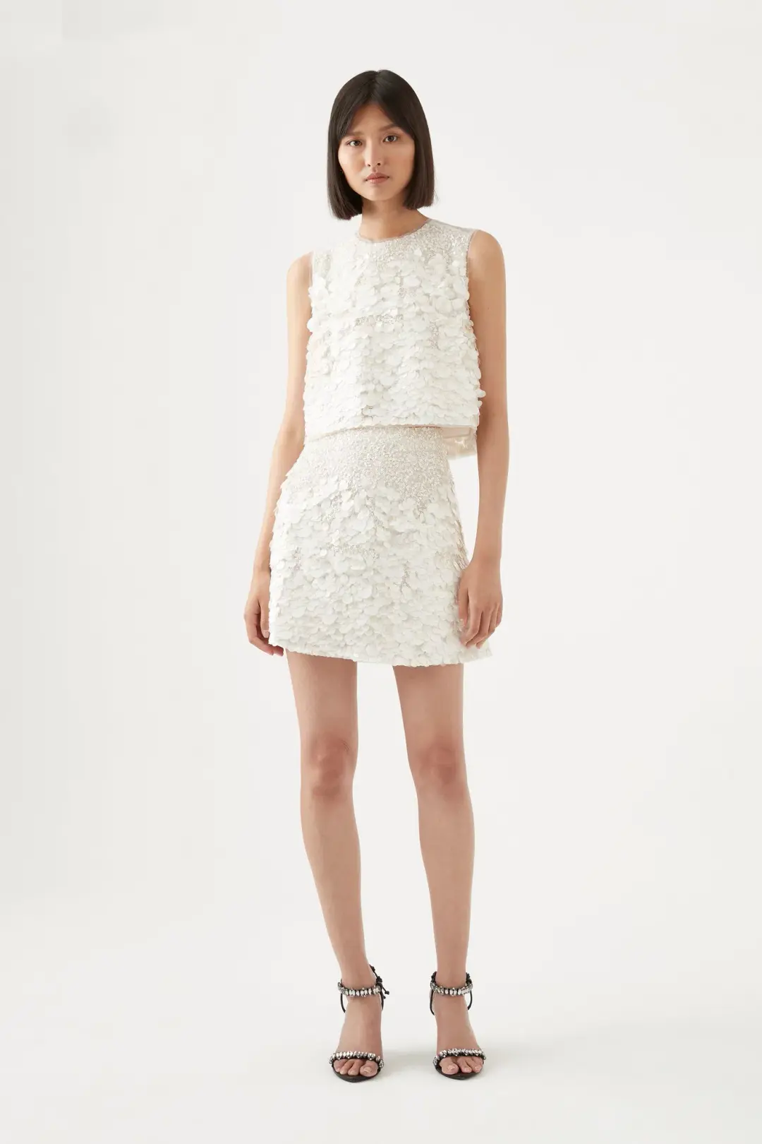 Aje Cherie Sequin Mini Skirt White Size 16 for rent on The Volte - main image