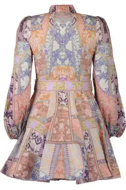 Zimmermann Kaleidoscope Buttoned Mini Dress Multi Swirl Floral Size 1 / Au 10 for rent on The Volte - image 9