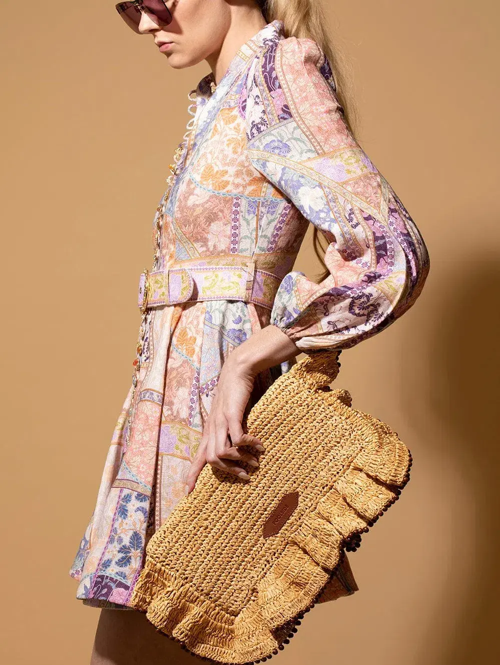 Zimmermann Kaleidoscope Buttoned Mini Dress Multi Swirl Floral Size 1 / Au 10 for rent on The Volte - main image