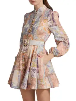 Zimmermann Kaleidoscope Buttoned Mini Dress Multi Swirl Floral Size 1 / Au 10 for rent on The Volte - image 4