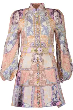 Zimmermann Kaleidoscope Buttoned Mini Dress Multi Swirl Floral Size 1 / Au 10 for rent on The Volte - image 8