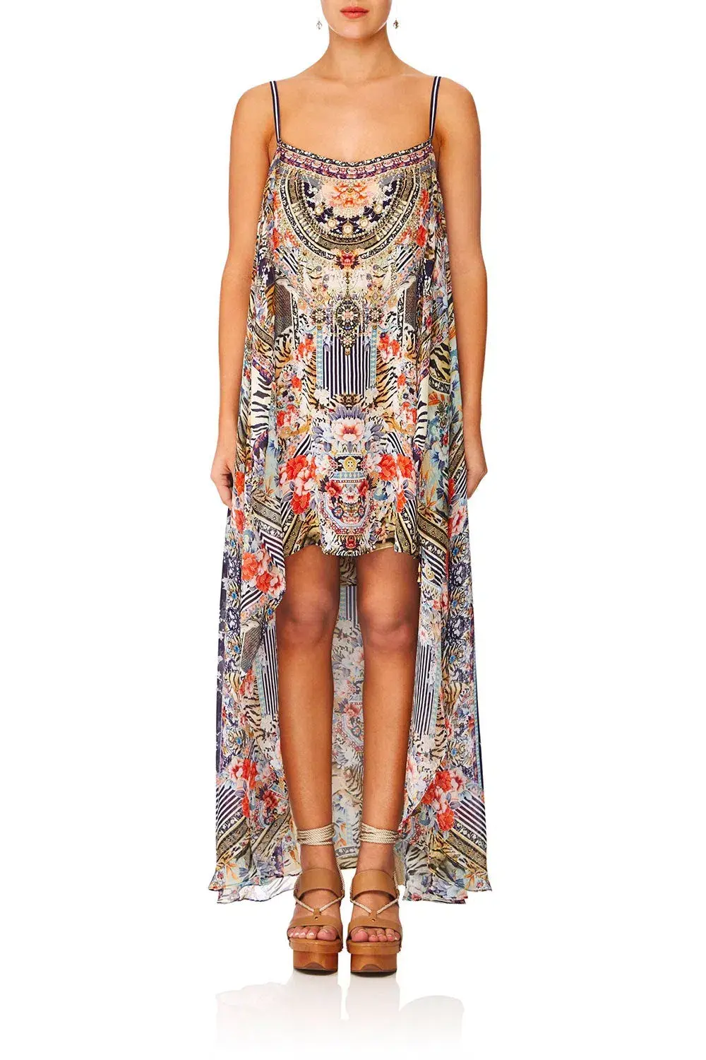 Camilla The Lonely Wild Mini Dress with Long Overlay Print Size 6 for rent on The Volte - main image