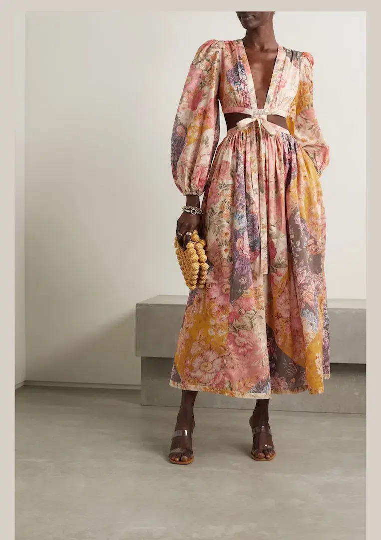 Zimmermann Pattie Patchwork Long Dress Patch Floral Size 1 / Au 10 for rent on The Volte - main image