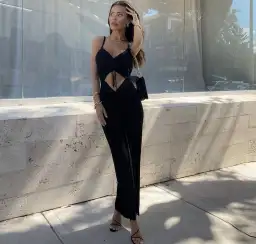 Christopher Esber Ruched Disconnect Cami Knit Dress Black Size 8 for rent on The Volte - image 4