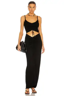 Christopher Esber Ruched Disconnect Cami Knit Dress Black Size 8 for rent on The Volte - image 1