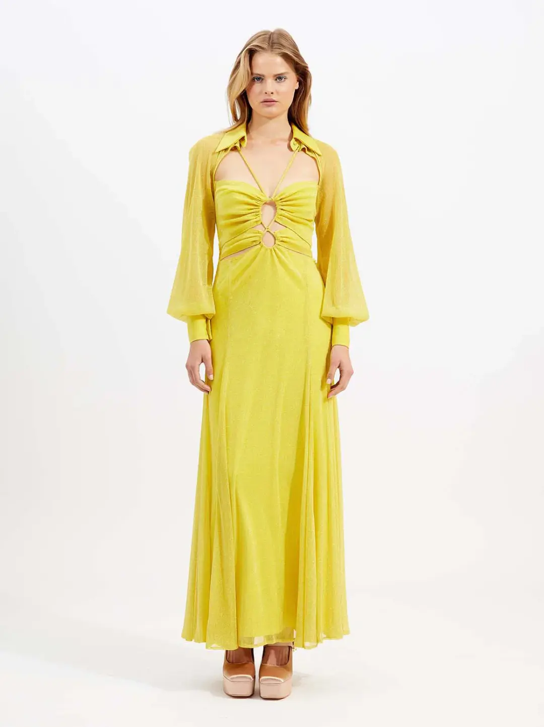 Alice McCall Sunset Kiss Midi Dress in Mango Size 10 for rent on The Volte - main image