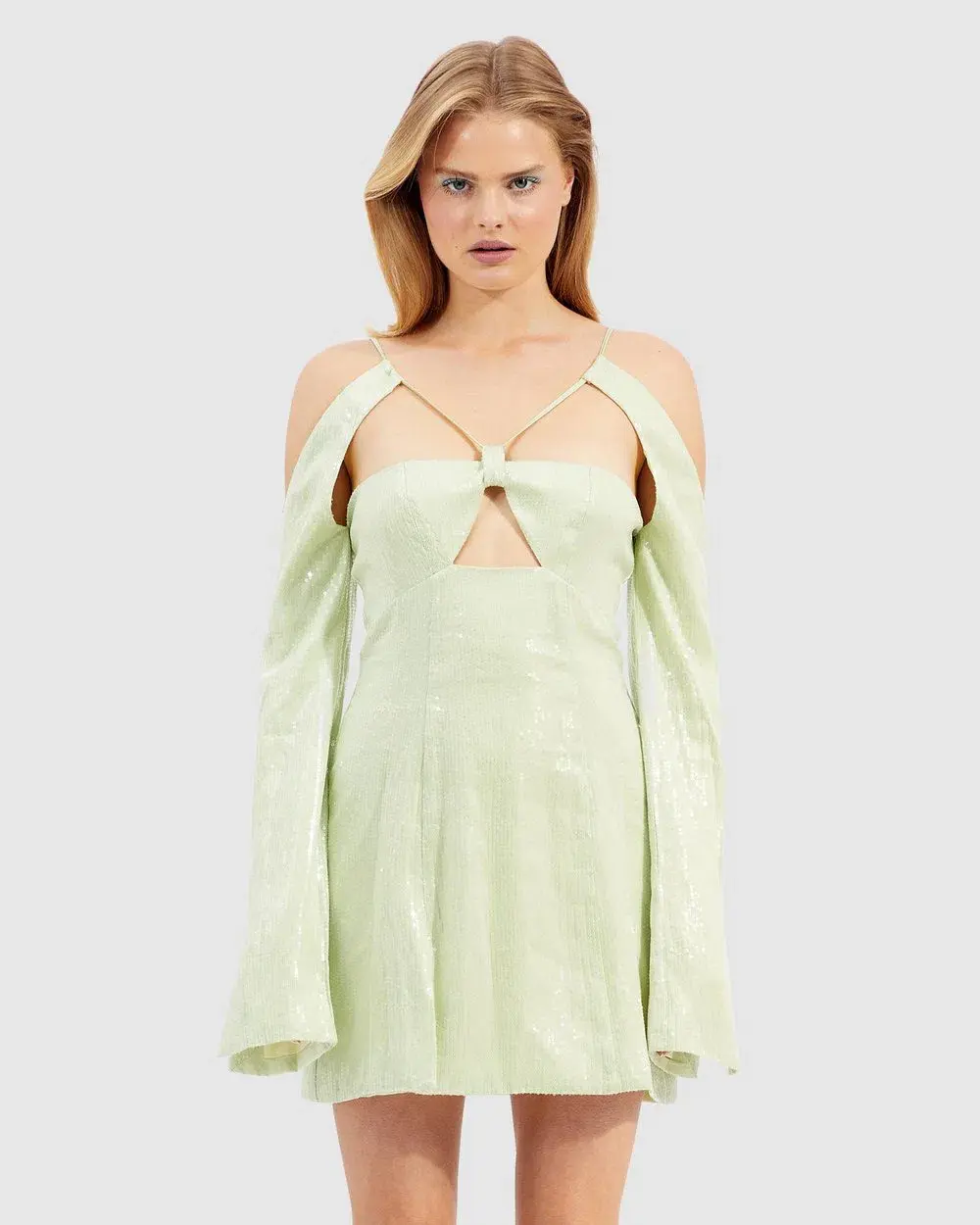 Alice McCall Night Sky Mini Dress Lime Cream Size 8 for rent on The Volte - main image