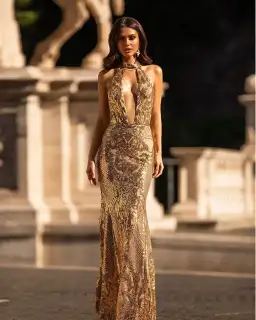 Alamour Nicola Gown Gold Sequin Size 8 for rent on The Volte - image 6