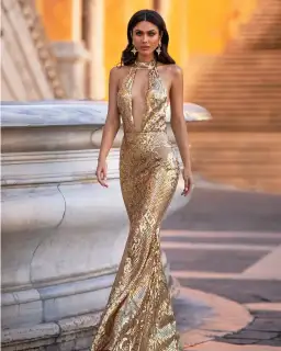 Alamour Nicola Gown Gold Sequin Size 8 for rent on The Volte - image 7