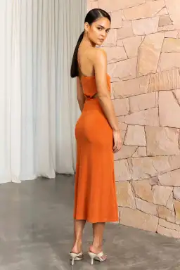 Misha Adara Midi Dress in Apricot Size 6/XS for rent on The Volte - image 2