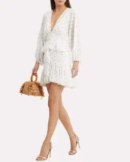 Shona Joy Polka Dot Ruffle Mini Dress White Size 10 for rent on The Volte - image 1