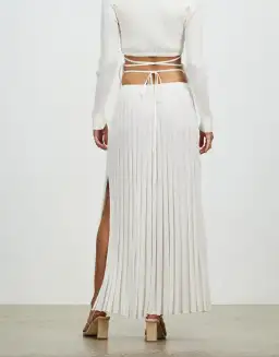 Christopher Esber Pleated Knit Tie Skirt White Size 10 for rent on The Volte - image 3