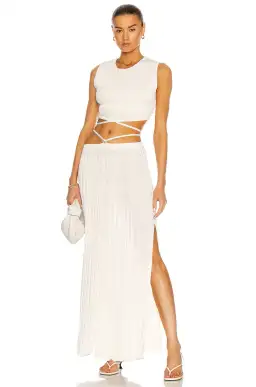 Christopher Esber Pleated Knit Tie Skirt White Size 10 for rent on The Volte - image 1