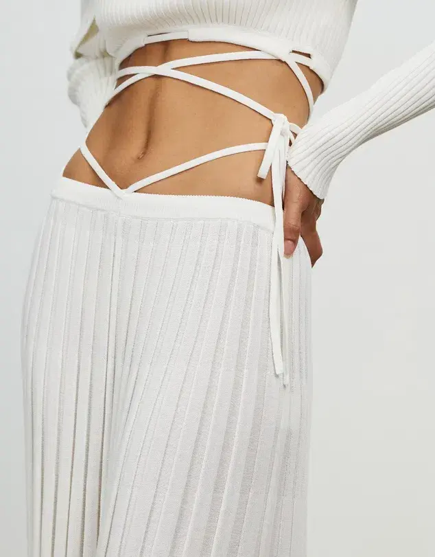 Christopher Esber Pleated Knit Tie Skirt White Size 10 for rent on The Volte - main image