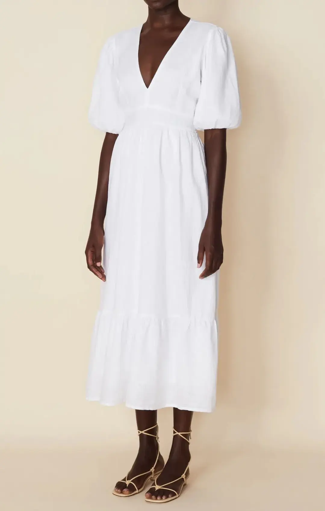 Faithfull The Brand Romilla Midi Dress White Size 14 for rent on The Volte - main image