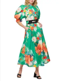 Leo & Lin Florescence Midi Dress Floral Print Size 10 for rent on The Volte - image 1