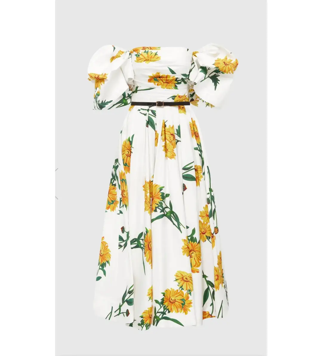 Leo Lin Marguerite Blanche Puff Sleeve Dress Marguerite Blanche Print Size 10 for rent on The Volte - main image